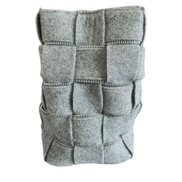 Alma Tonutti Grey Zipper Wool Woven Tote Handbag, Made In Italy Satchel  ***Item - Picture 2 of 10